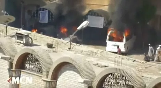 Image of a Muslim mob storming a Coptic Church in Sohag, Egypt