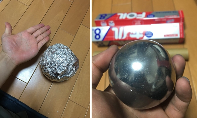 Image about Microwave Tinfoil Into Sphere Smooth Ball Within Minutes