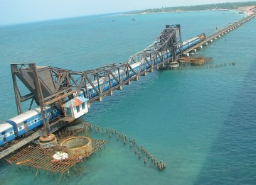 Picture about Pamban Bridge - A True Undying Story of Weeping Man Statue