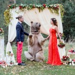 Picture Suggesting An Actual Bear Officiated this Russian Couple's Wedding
