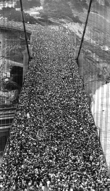 Alleged Golden Gate Bridge Opening Day Photograph Showing Massive Public
