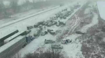 Picture from alleged Shocking M62 Crash Video in UK Storm