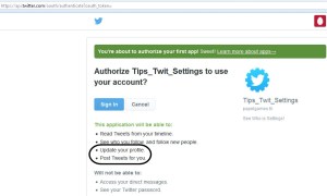 Screenshot of the Twitter-Authorizing Message