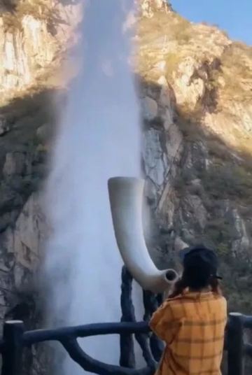 Image about Natural Fountain Shoots Up in Sky on Saying OM