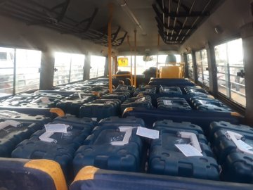 Image about EVMs in School Bus - BJP, Election Commission Rig Elections