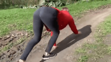 Image from Viral Video of Woman Running Like Horse