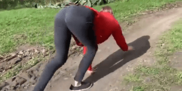 Image from Viral Video of Woman Running Like Horse