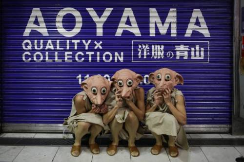 Image of Participants dress up as Dobby on the 2017 Halloween weekend in Tokyo, Japan.