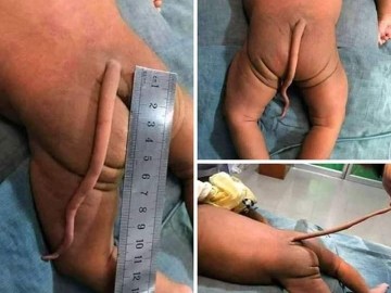 Alleged Pictures of Baby Born With Tail in India