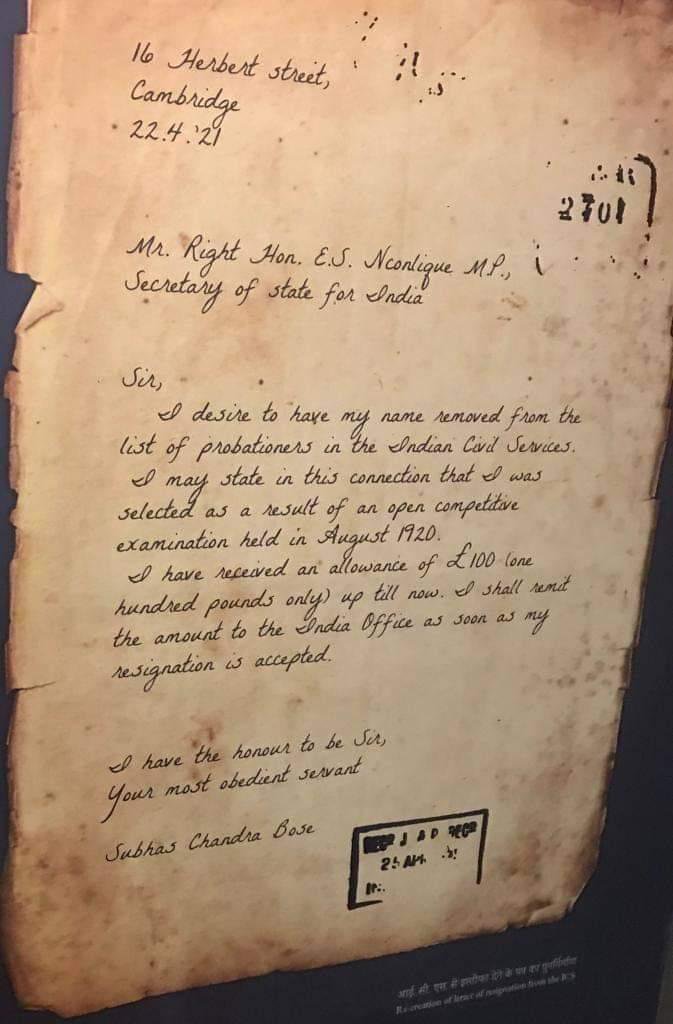 Image about Netaji Resignation Letter to ICS, Indian Civil Service