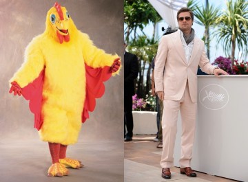 Image about Brad Pitt Chicken Suit Maskot for El Pollo Loco