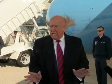 Image about Trump's Wig Blowing Off Plane Engine Propeller, Video