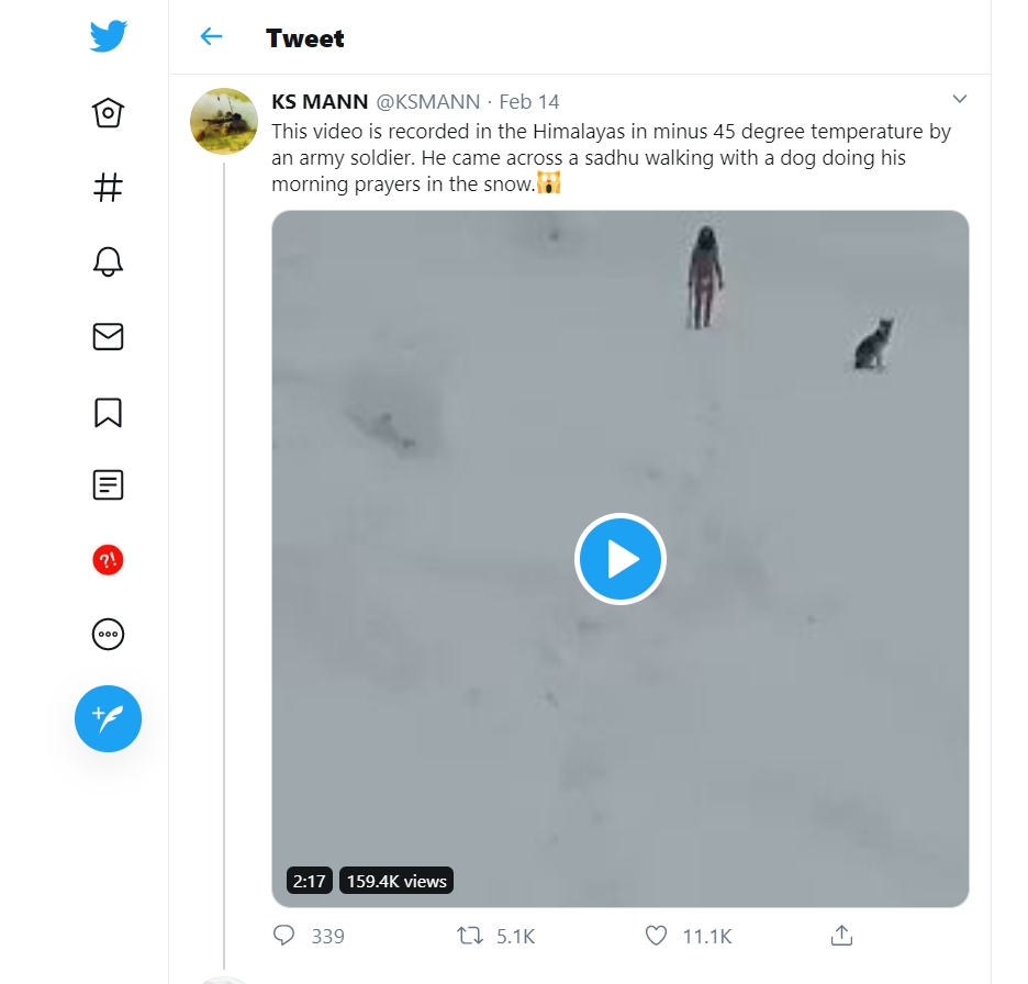 Image about Sadhu Praying in Himalayas Snow in Minus 45 Degrees