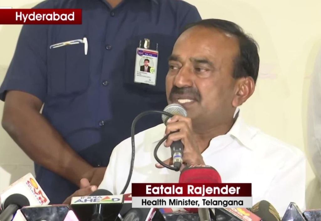 Image of Telangana Health Minister talking about Coronavirus under control