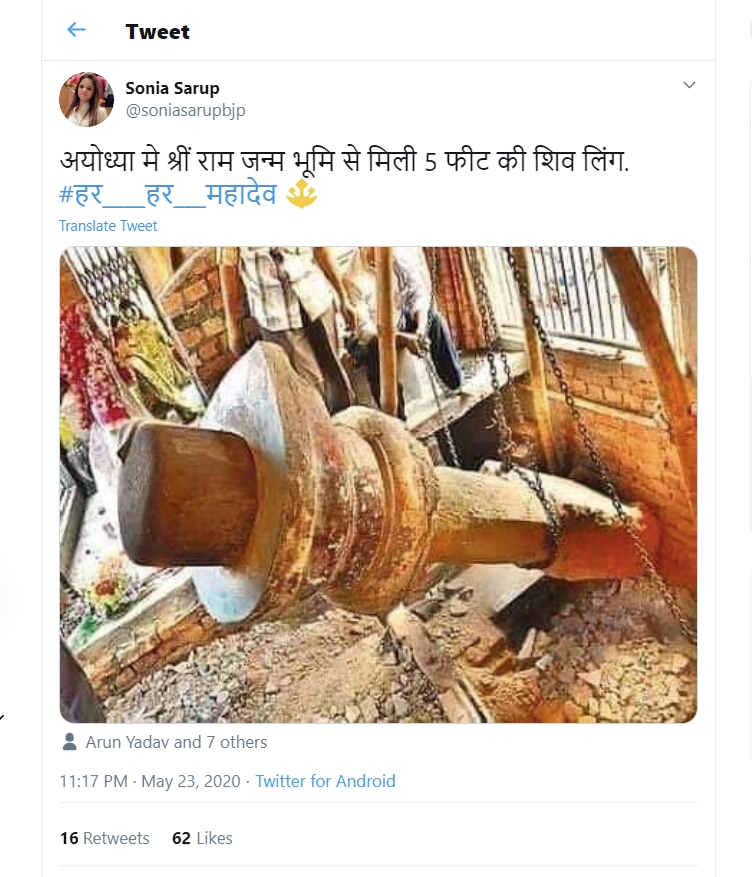 Image about Excavation in Ayodhya Found This Shivalinga