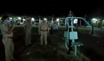 Image about Ghost Exercise on Gym Machine in Park