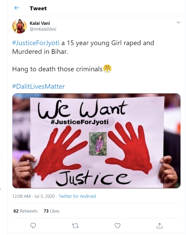 Image of Justice for Jyoti Paswan posts on Twitter
