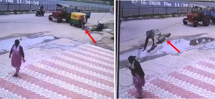 Image of Auto Driver Comes Flying and Crashes Into Woman, Video