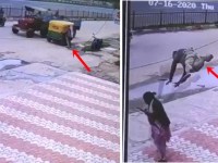 Image of Auto Driver Comes Flying and Crashes Into Woman, Video