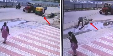 Image of Auto Driver Comes Flying and Crashes Into Woman, Video