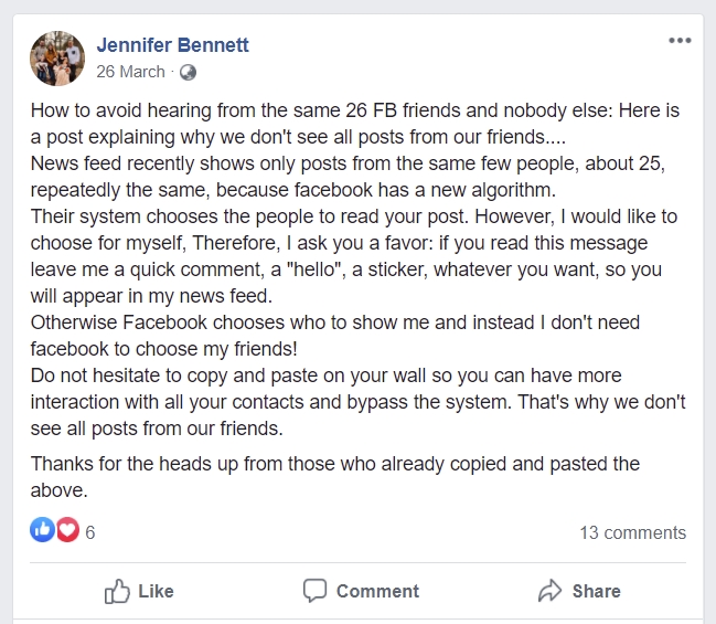 Image about Copy Paste Message to Bypass Facebook News Feed Limit