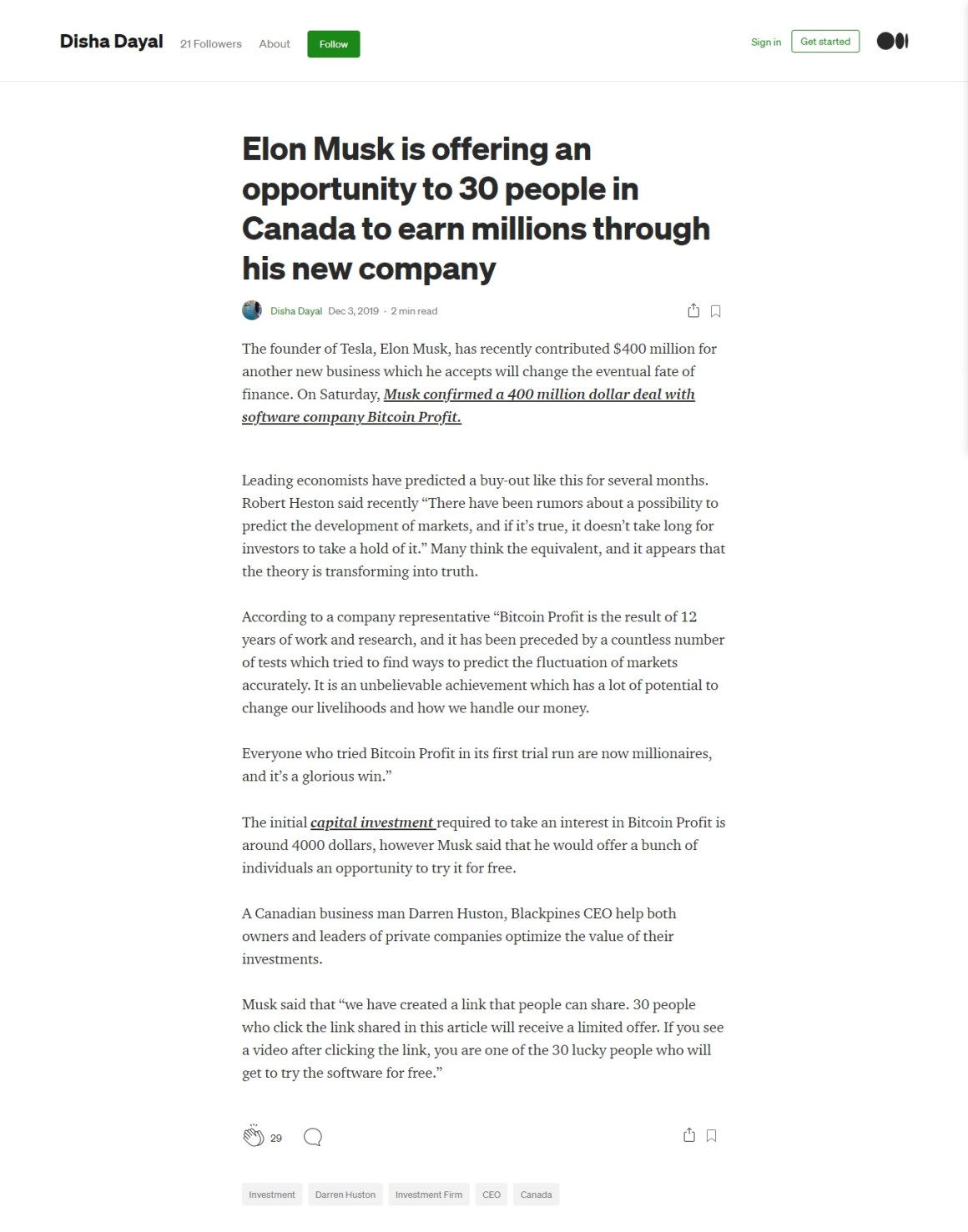 Image about Elon Musk Offering Opportunity to Earn Millions, Bitcoin Scam